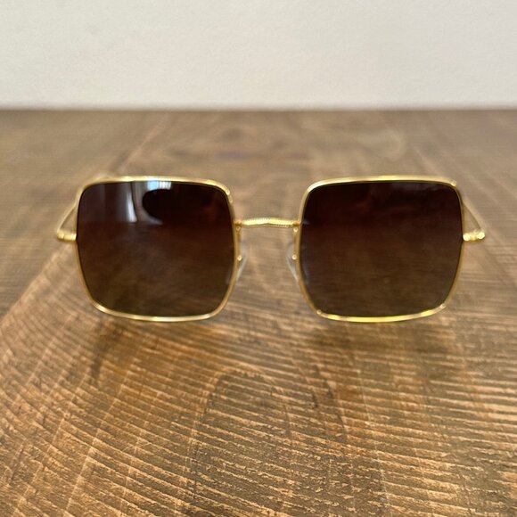 70s Gold Square Frame Sunglasses - Picture 1 of 2